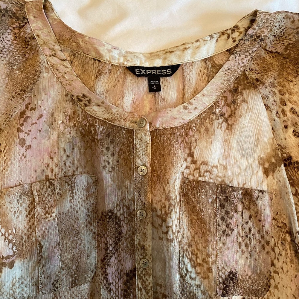 Blush & Neutral Sheer Python Print Flowy Tunic 1/… - image 7
